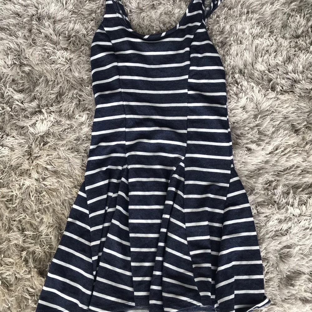 Navy and white striped summer dress